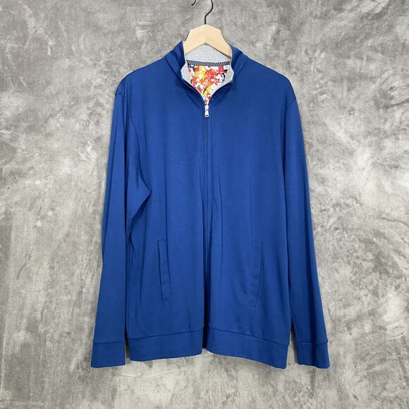 Robert Graham Mens Full Zip Long Sleeve Cardigan Large Lightweight Jacket Cotton - Picture 1 of 9